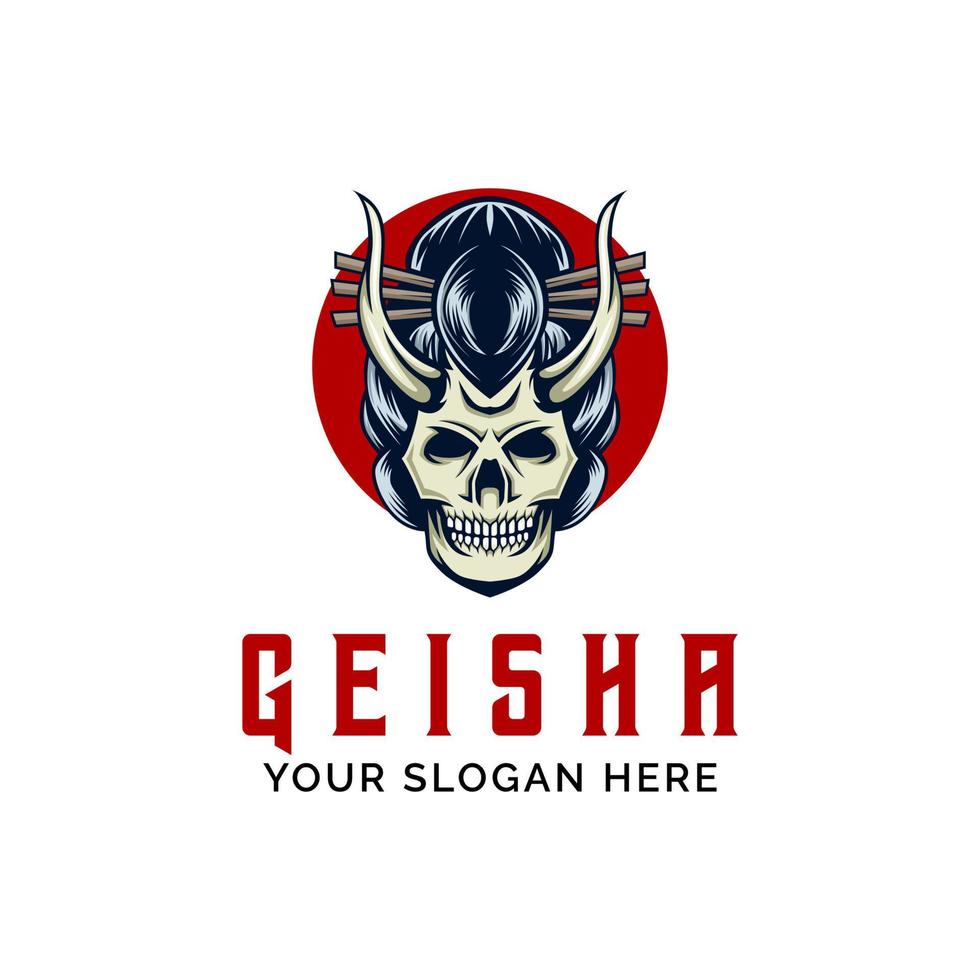 Geisha Skull Logo Design Vector Mascot template