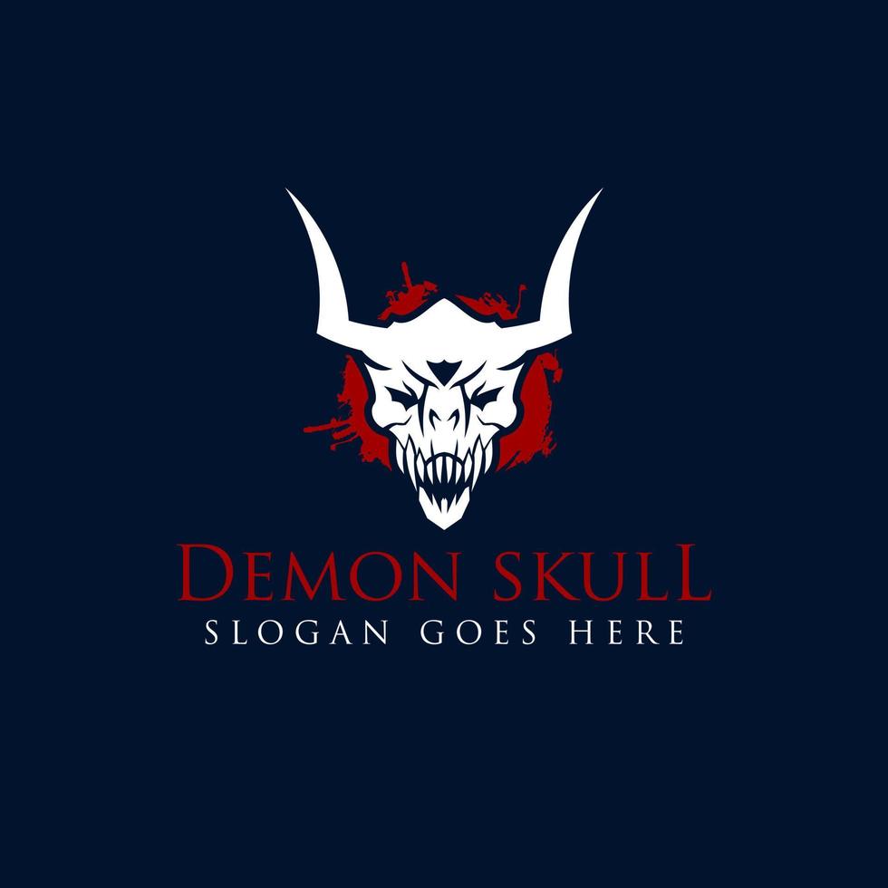 Skull of Demon vector design. For mascot logo design in vintage style, mascot logo template.