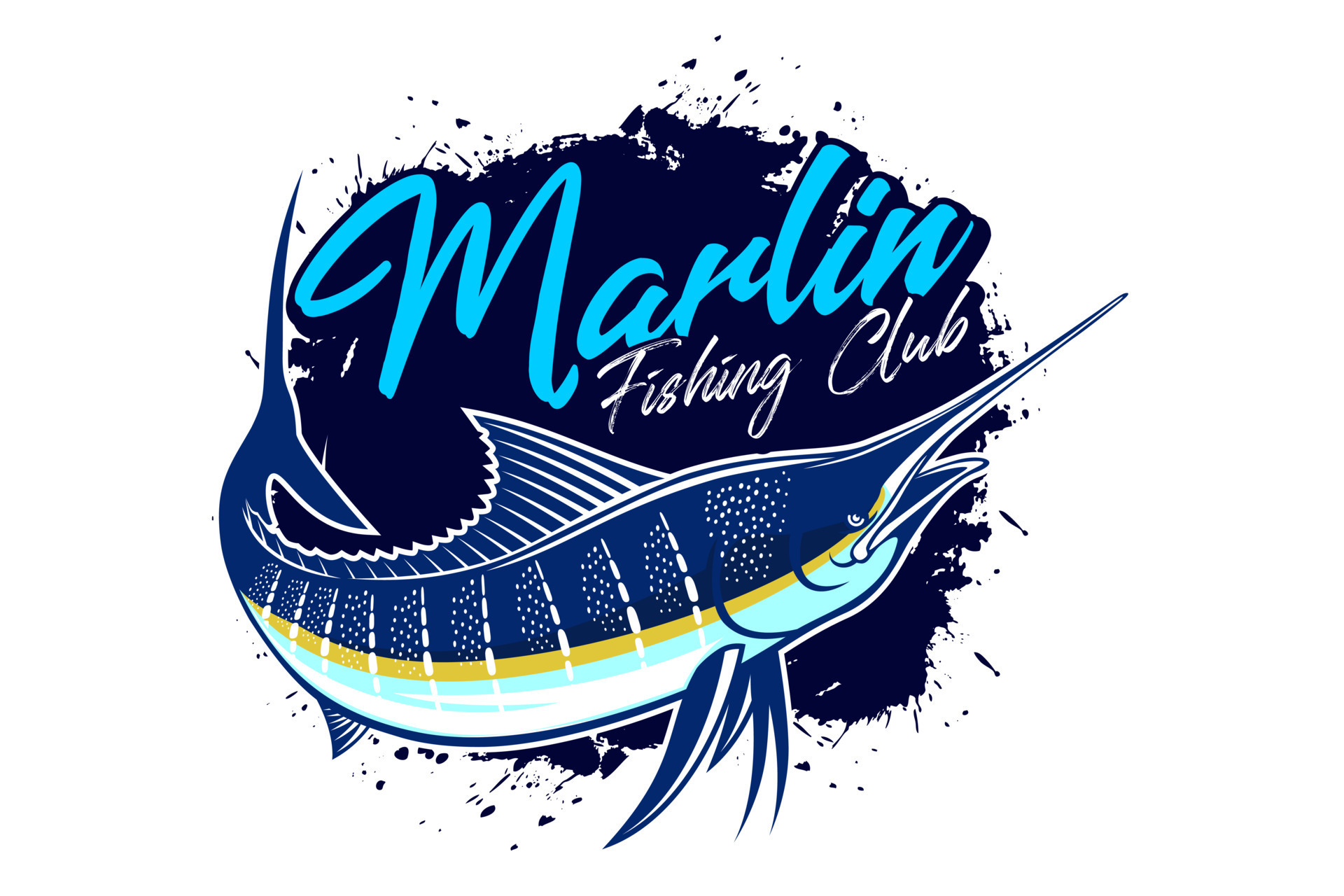 Marlin fishing fish logo isolated background. modern vintage rustic logo  design. great to use as your any fishing company logo and brand 14561157  Vector Art at Vecteezy