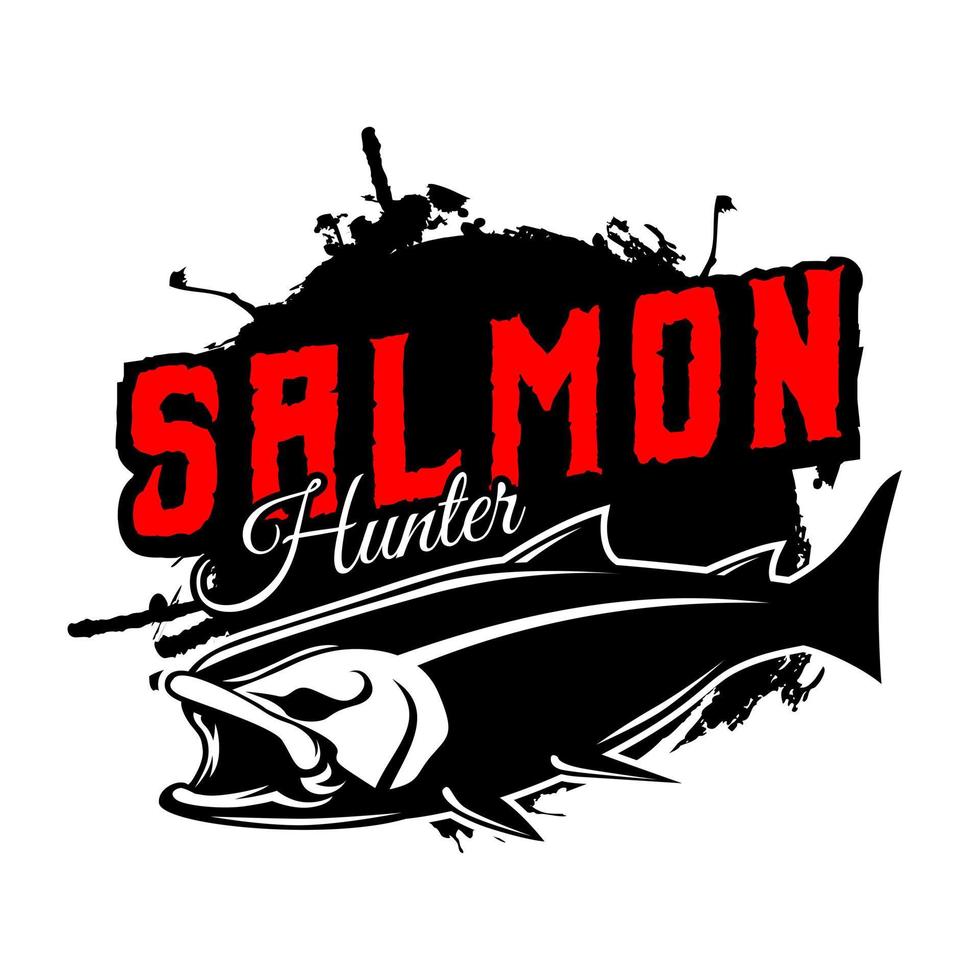 Salmon fish fishing logo, jumping fish design template vector illustration. great to use as your any fishing company logo