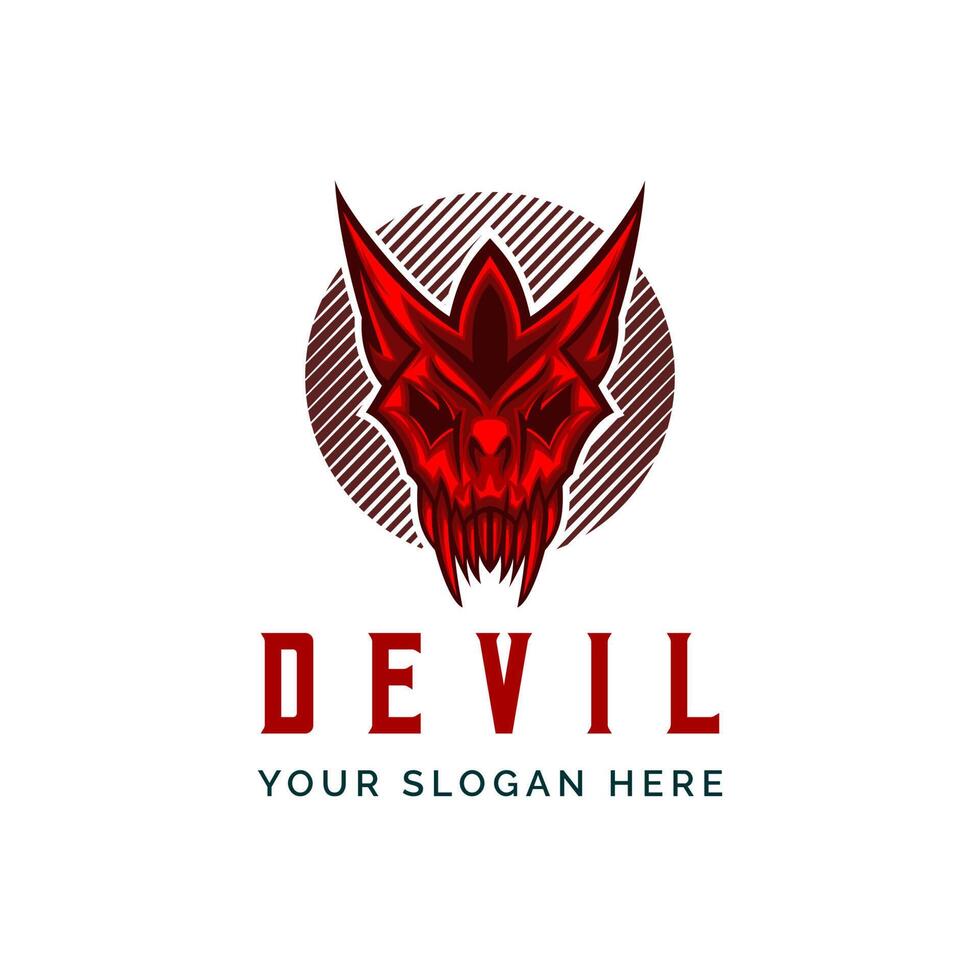 Devil Head Logo Design Vector illustration Mascot Template