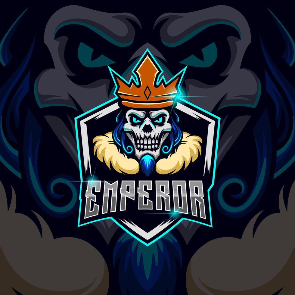 Emperor Skull Game E-Sport logo design template vector