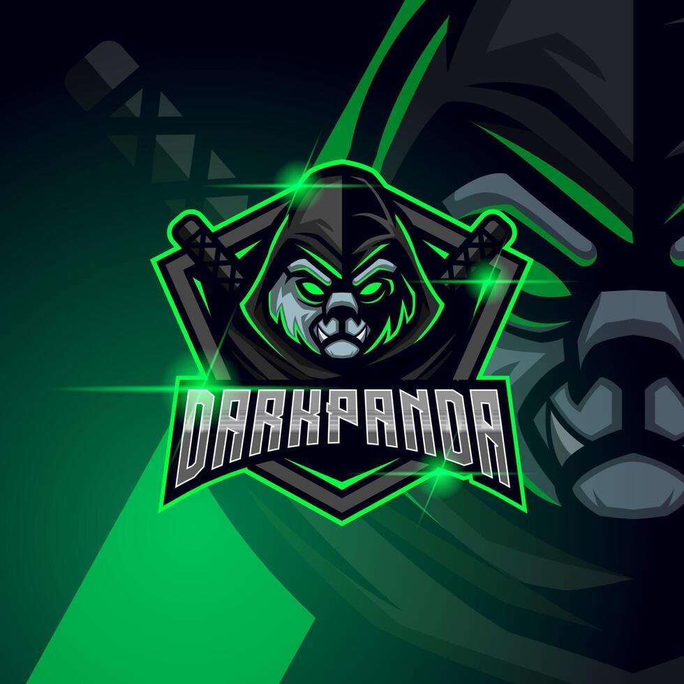 plantilla de diseño de logotipo de esport de panda oscuro vector