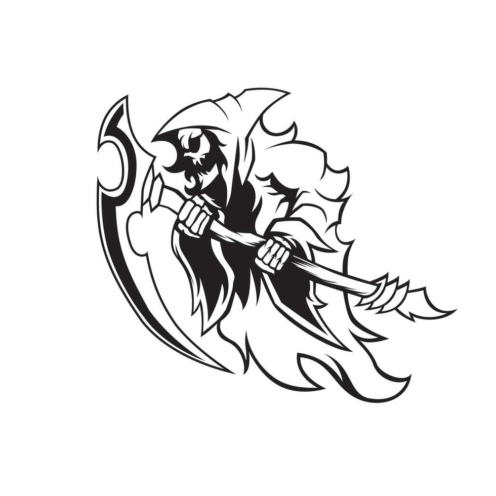 Reaper Skull angry E-Sport logo design template.eps vector