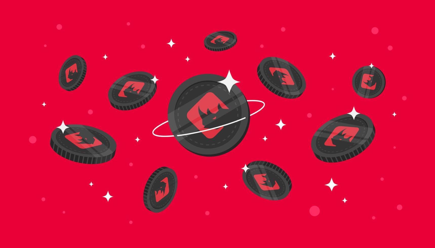 BinaryX coins falling from the sky. BNX cryptocurrency concept banner background. vector