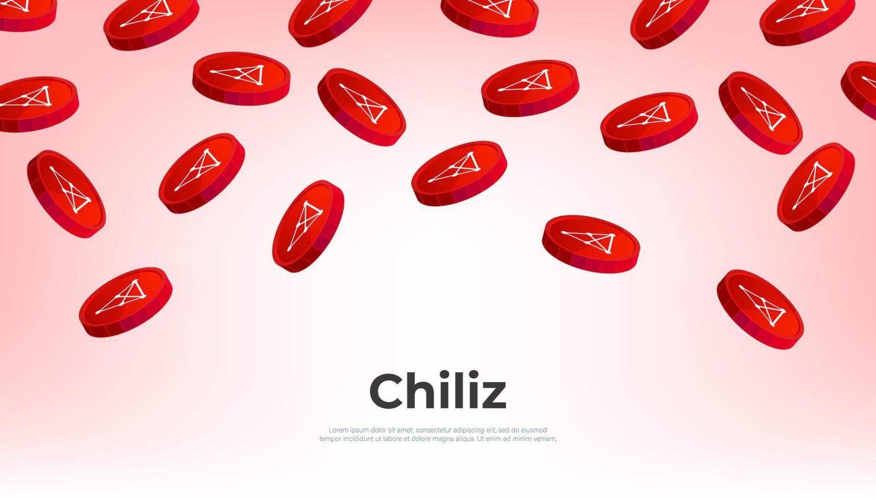 Chiliz coin falling from the sky. CHZ cryptocurrency concept banner background. vector