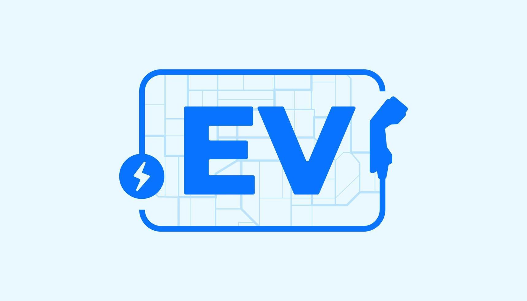 estación de carga eléctrica ev. vehículo eléctrico, logotipo de punto de carga, concepto de vehículo ecológico. vector