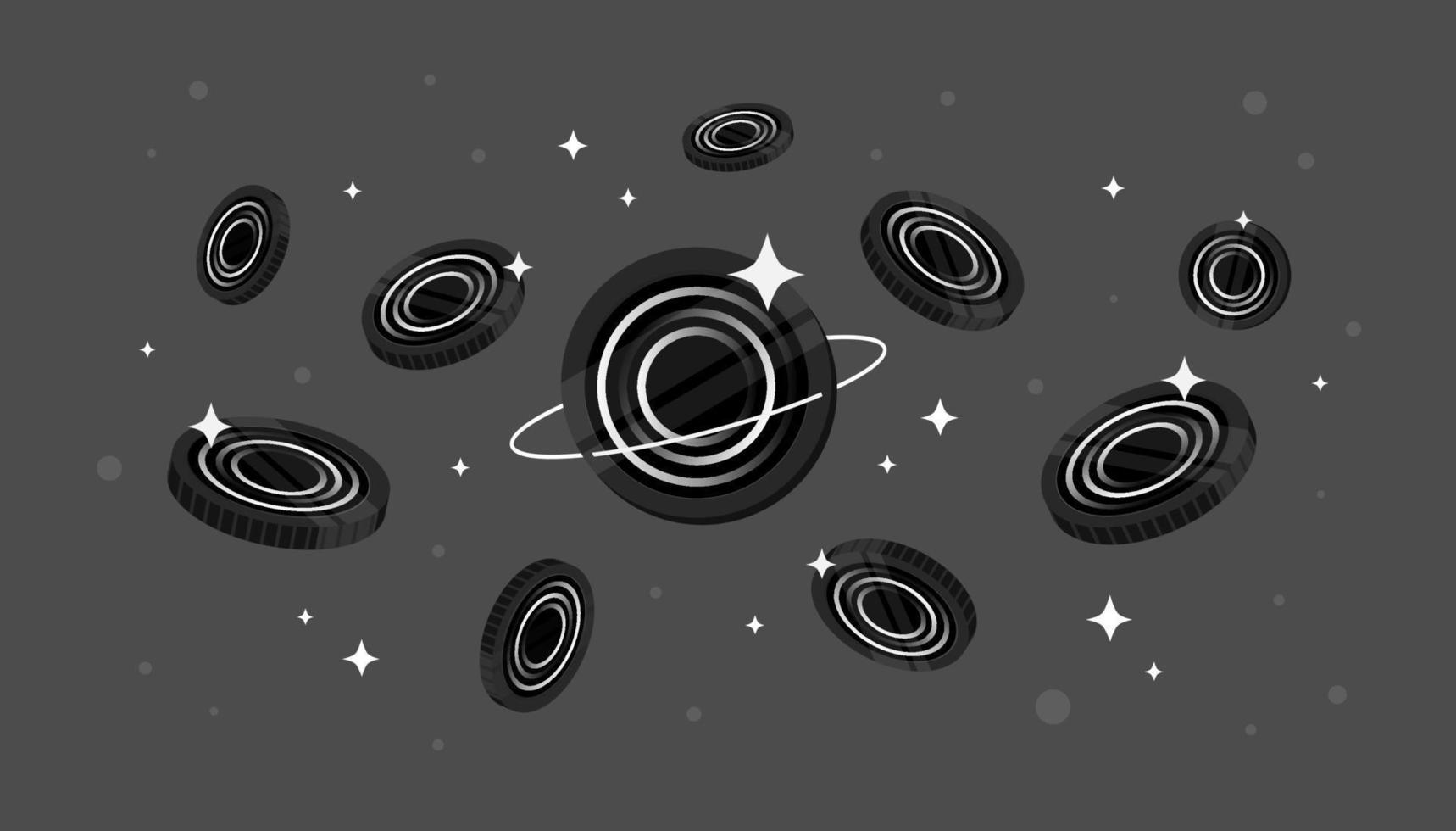 Rari Governance Token coins falling from the sky. RGT cryptocurrency concept banner background. vector