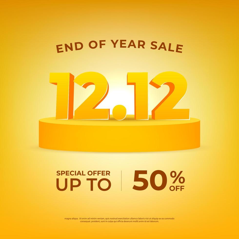 12.12 Shopping day Poster or banner. 12.12 End of year sale banner template design for social media and website. vector