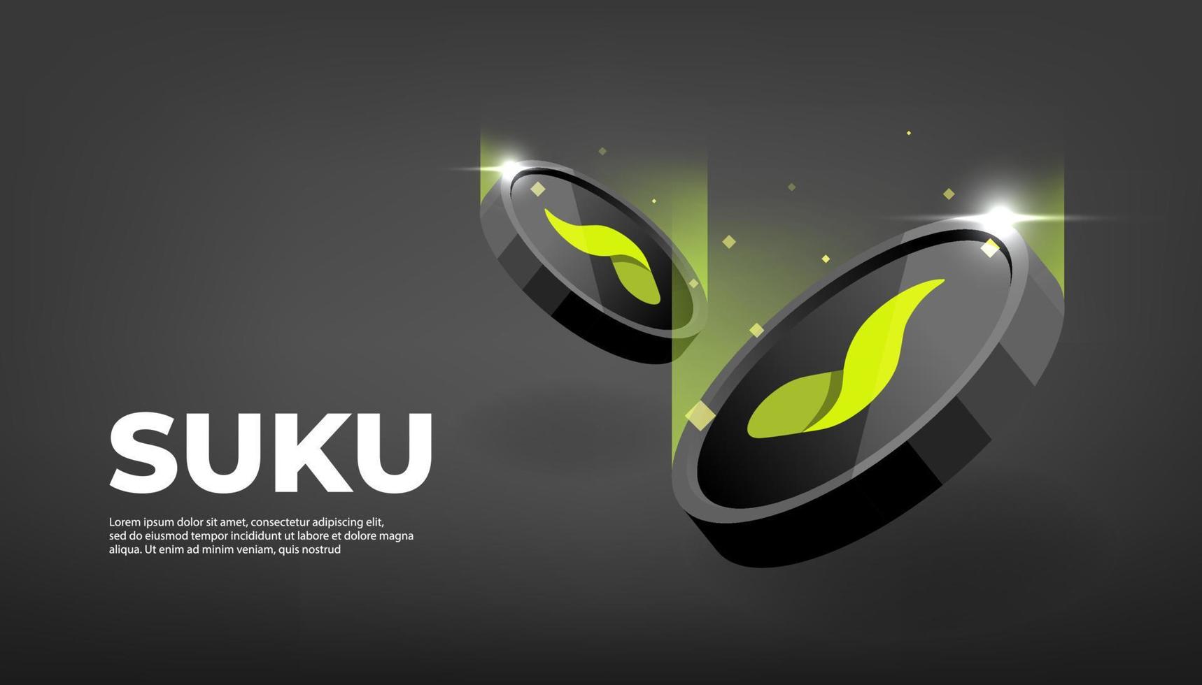 SUKU coin cryptocurrency concept banner background. vector