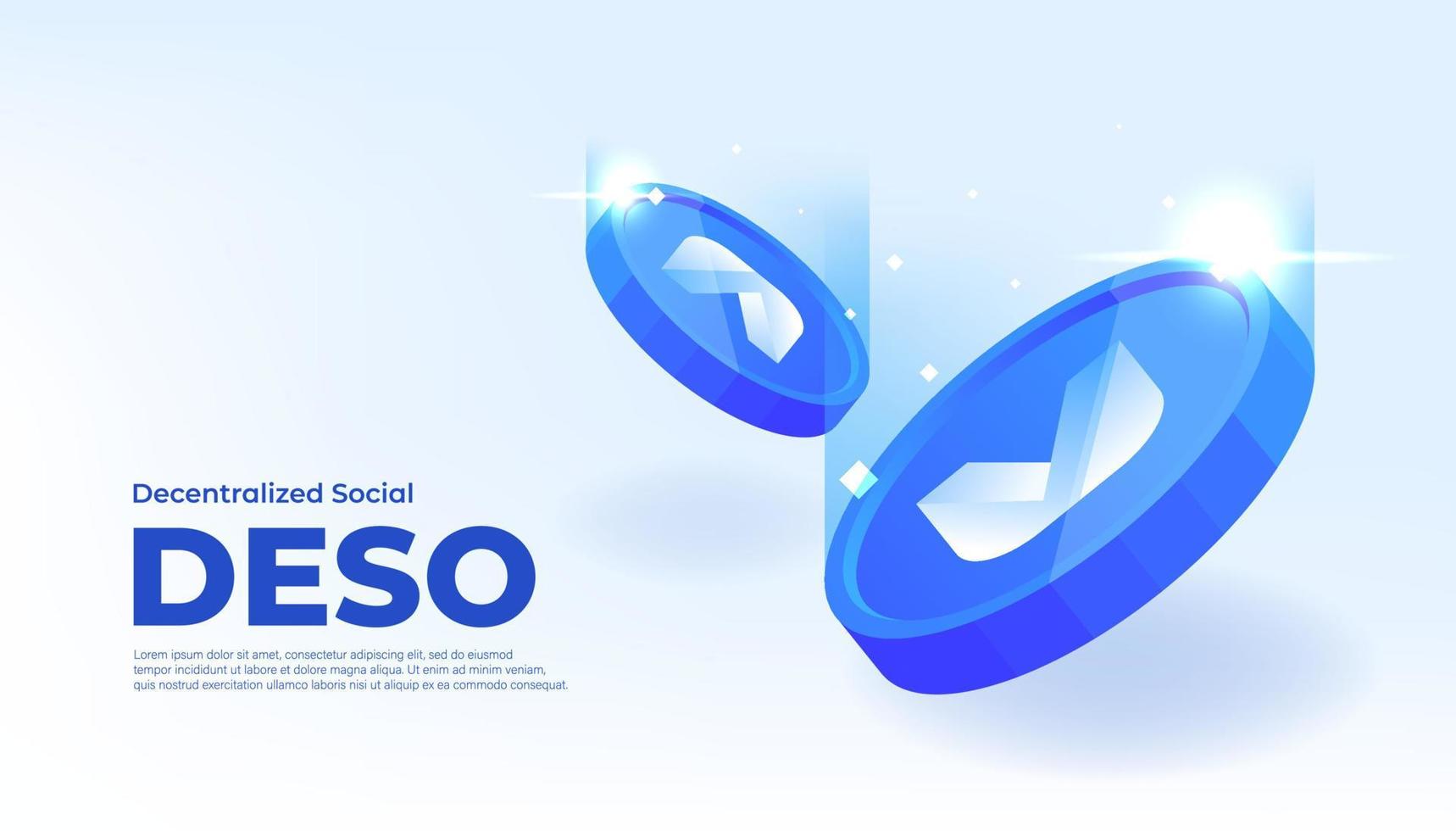Decentralized Social DESO coin cryptocurrency concept banner background. vector