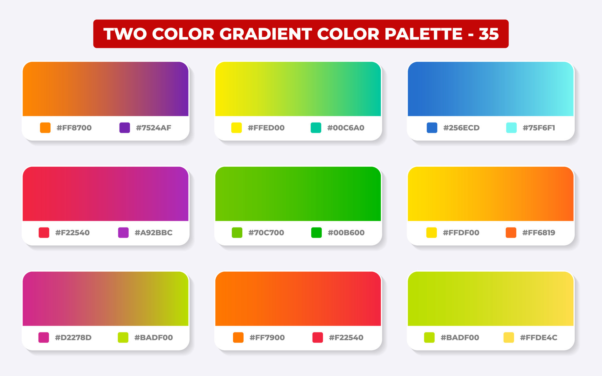 Gradient color palette with color codes in RGB or HEX, Catalog, Trendy ...