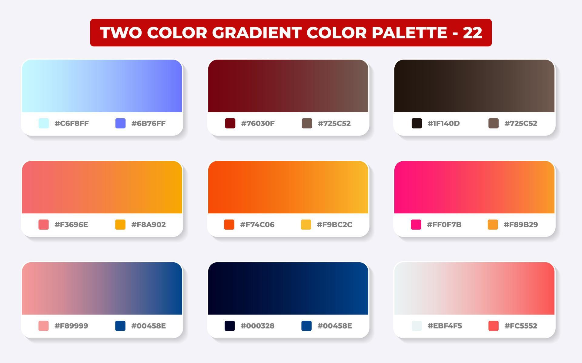 Gradient color palette with color codes in RGB or HEX, Catalog, Trendy