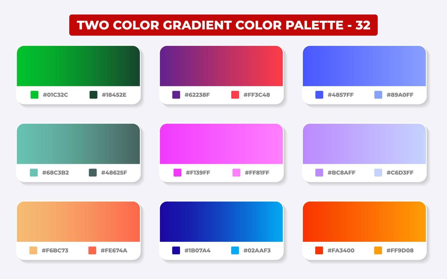 Gradient color palette with color codes in RGB or HEX, Catalog, Trendy ...