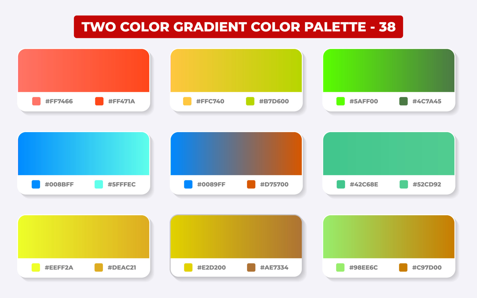 Gradient color palette with color codes in RGB or HEX, Catalog, Trendy ...