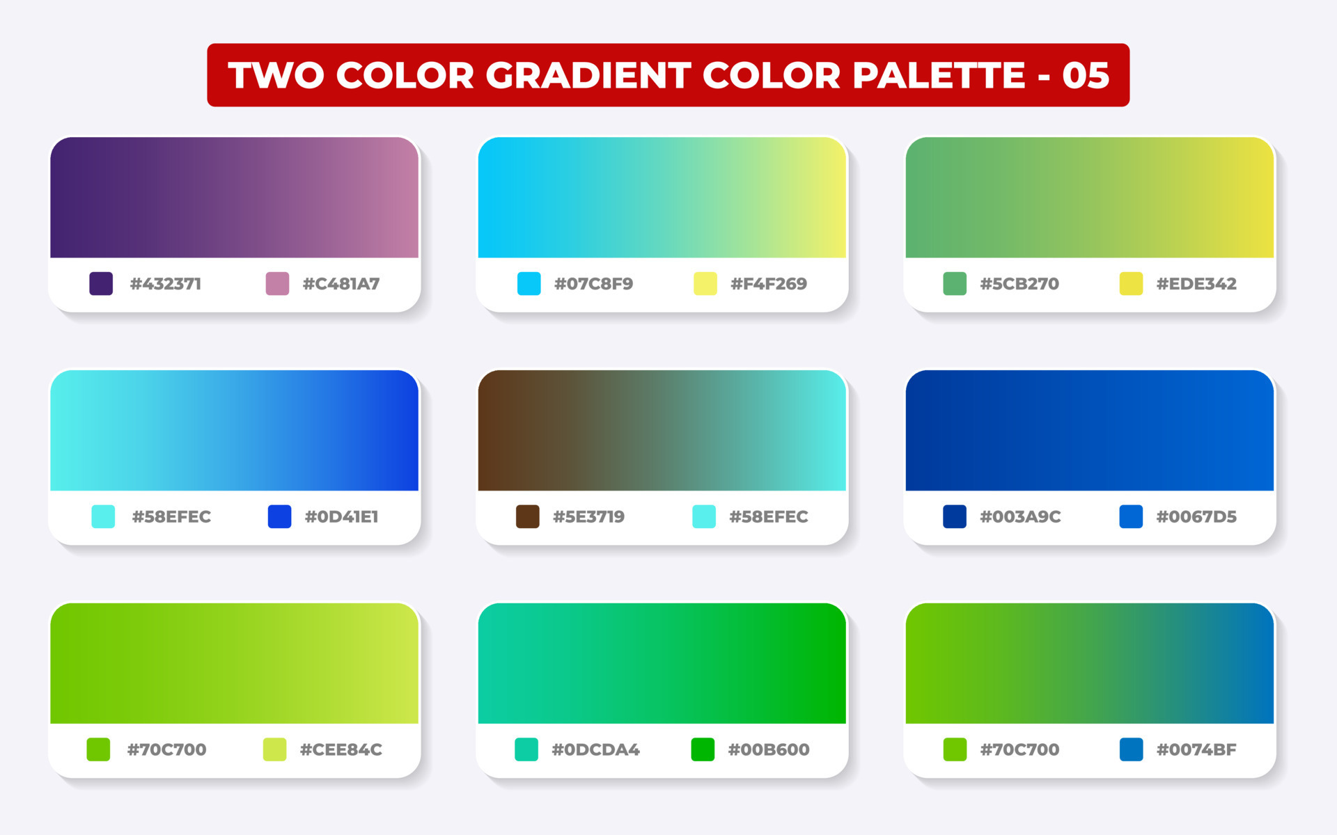 Gradient color palette with color codes in RGB or HEX, Catalog, Trendy ...