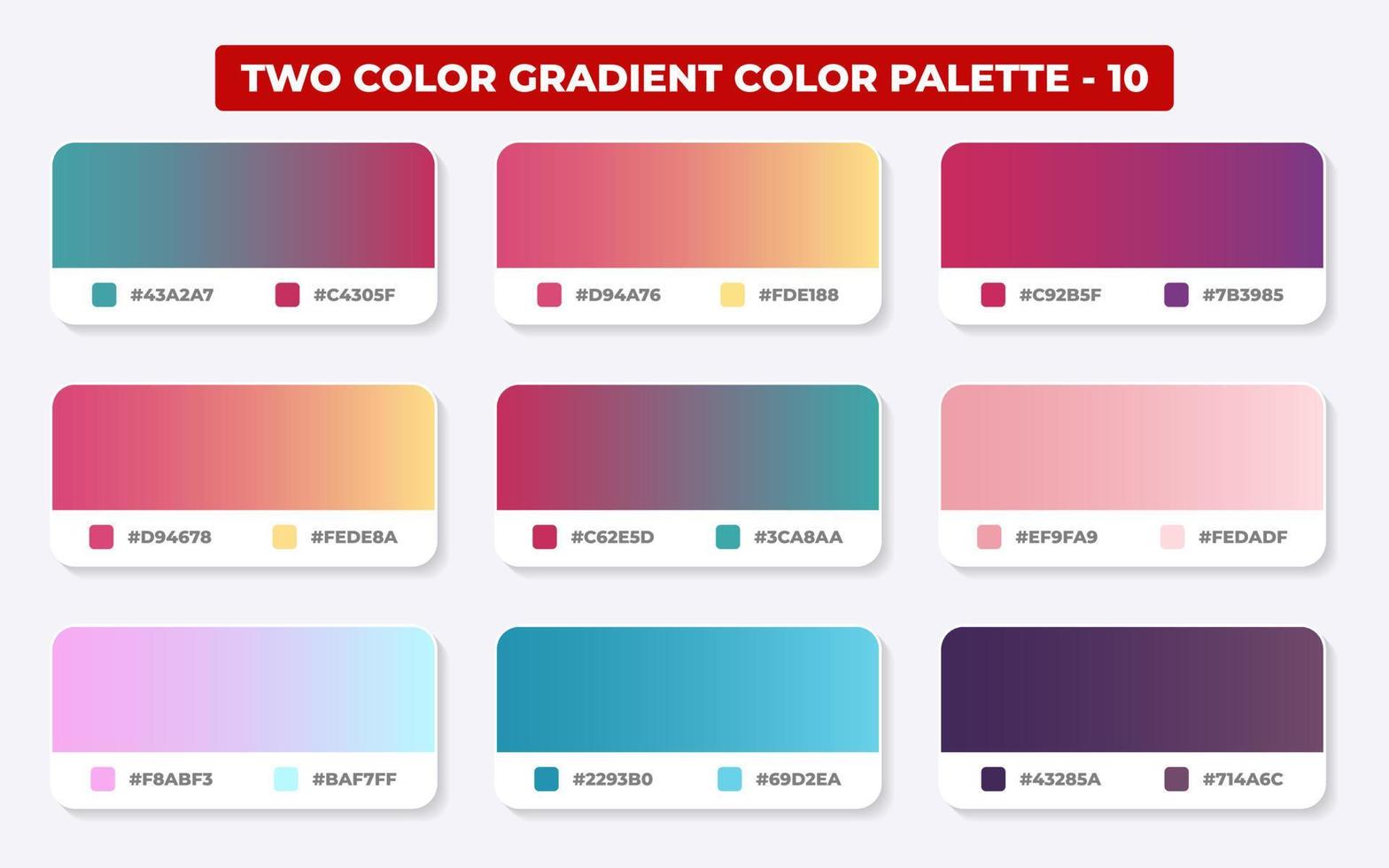 Gradient color palette with color codes in RGB or HEX, Catalog, Trendy colors, Gradient swatches set vector illustration, Color guides