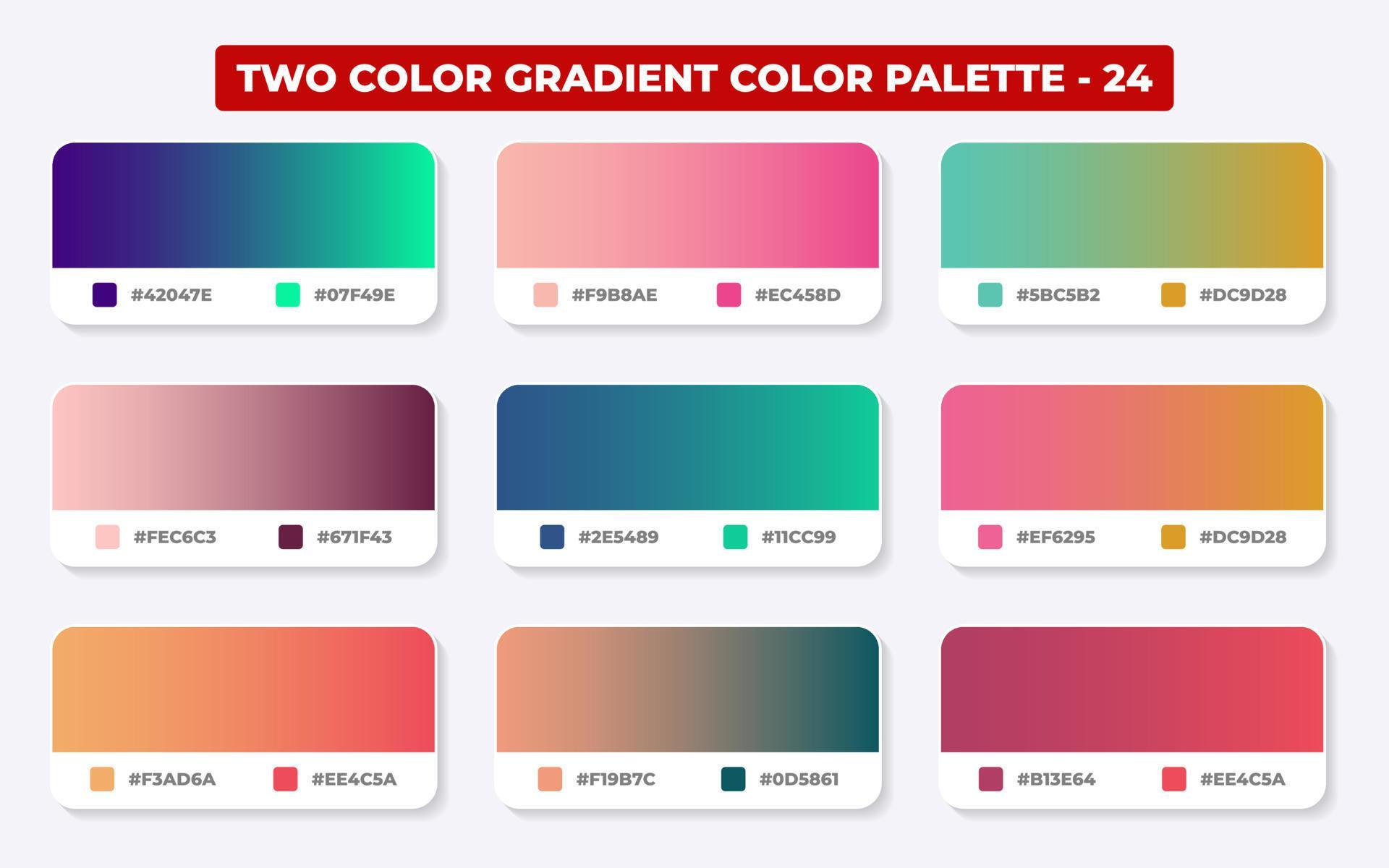 Gradient color palette with color codes in RGB or HEX, Catalog, Trendy