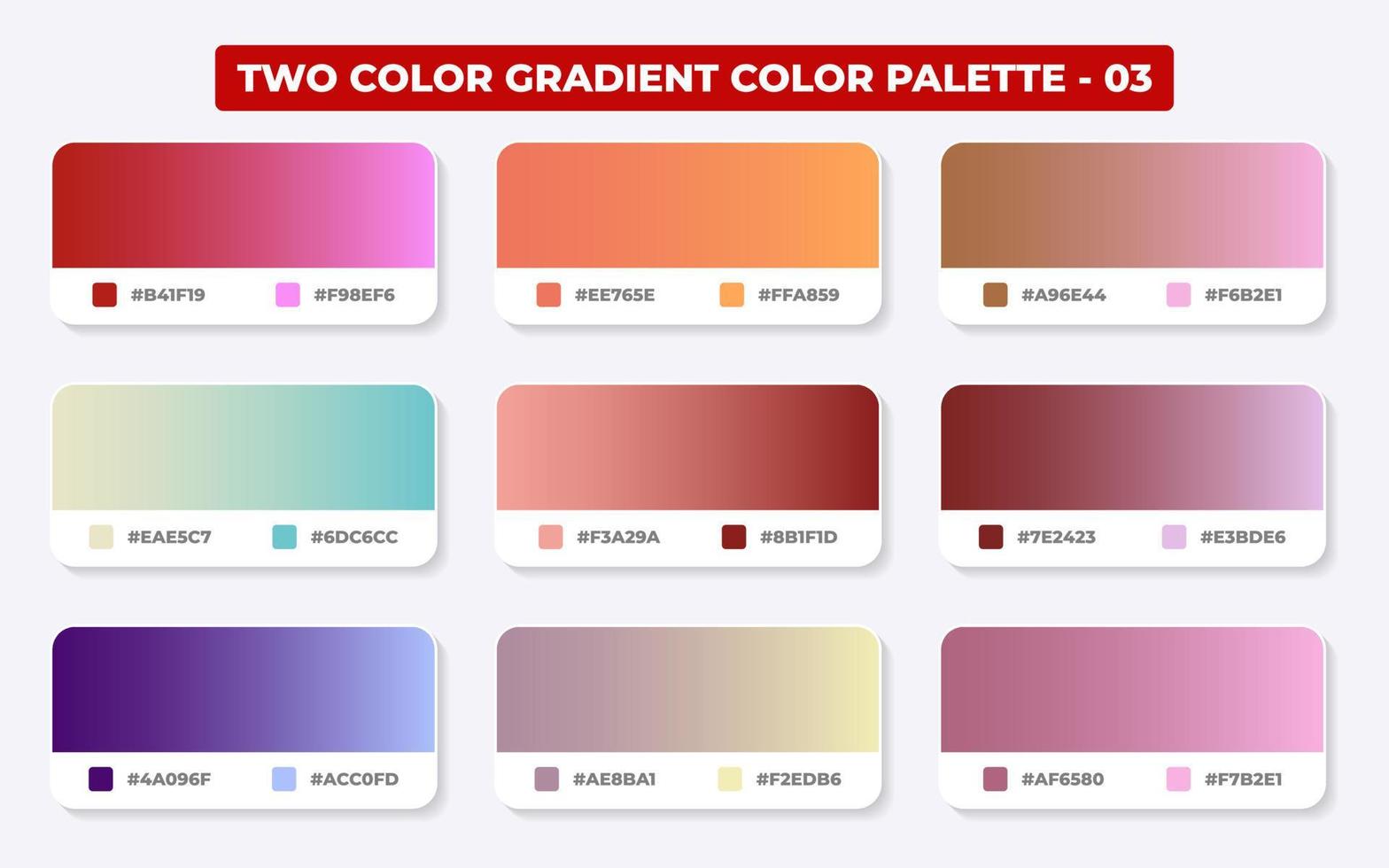 Gradient color palette with color codes in RGB or HEX, Catalog, Trendy colors, Gradient swatches set vector illustration, Color guides