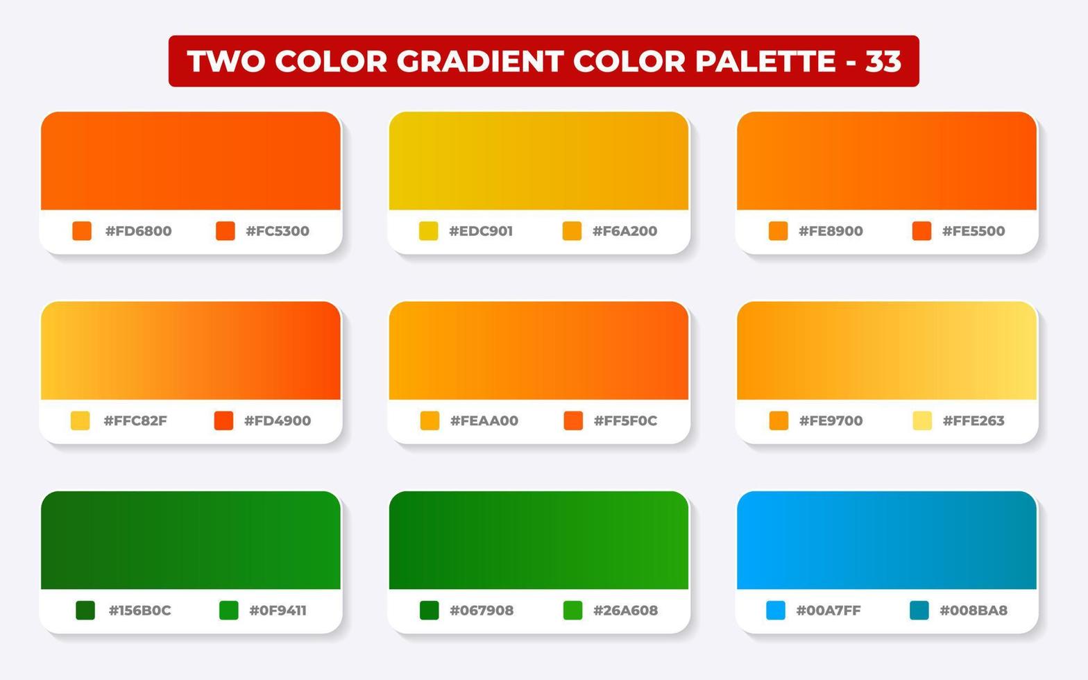 Gradient color palette with color codes in RGB or HEX, Catalog, Trendy colors, Gradient swatches set vector illustration, Color guides