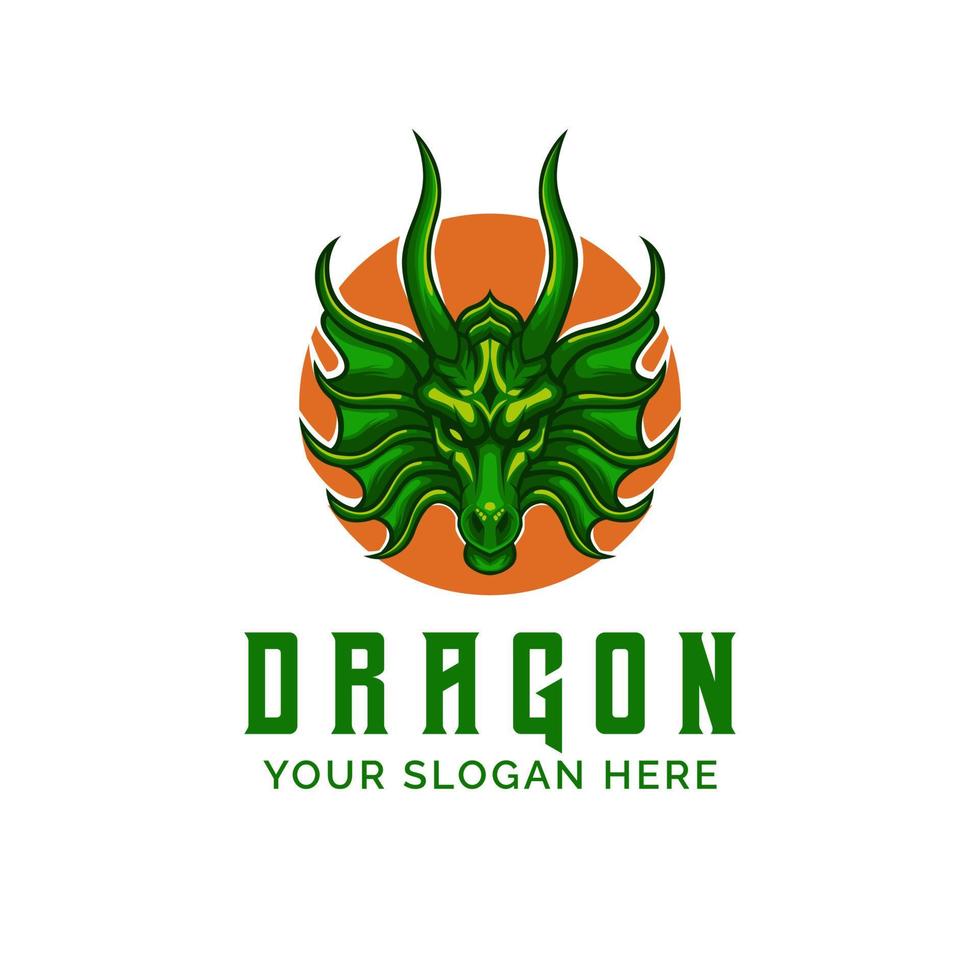 plantilla de mascota de vector de diseño de logotipo de cabeza de dragón