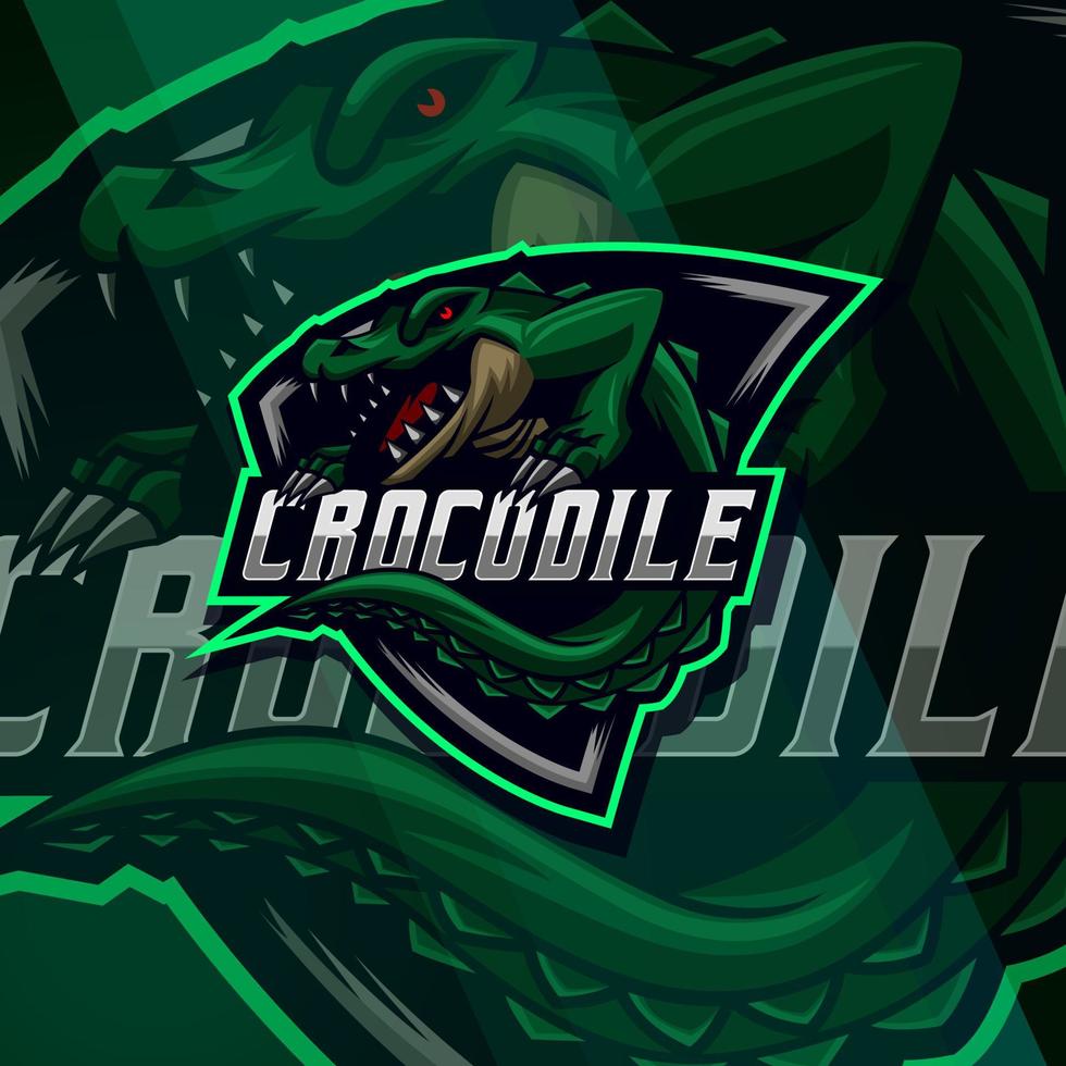 Crocodile Esport logo design template vector