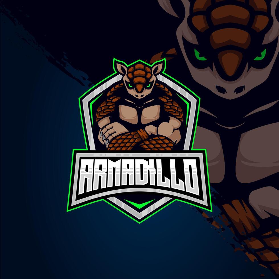 plantilla de diseño de logotipo de armadillo e-sport vector