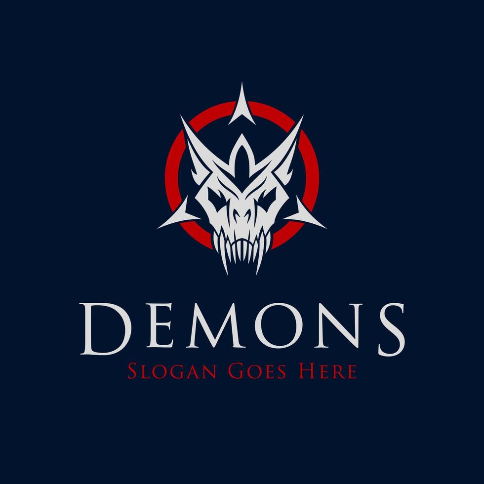 diseño de vector de cráneo de demonio. para el diseño del logotipo de mascota en estilo vintage, plantilla de logotipo de mascota.