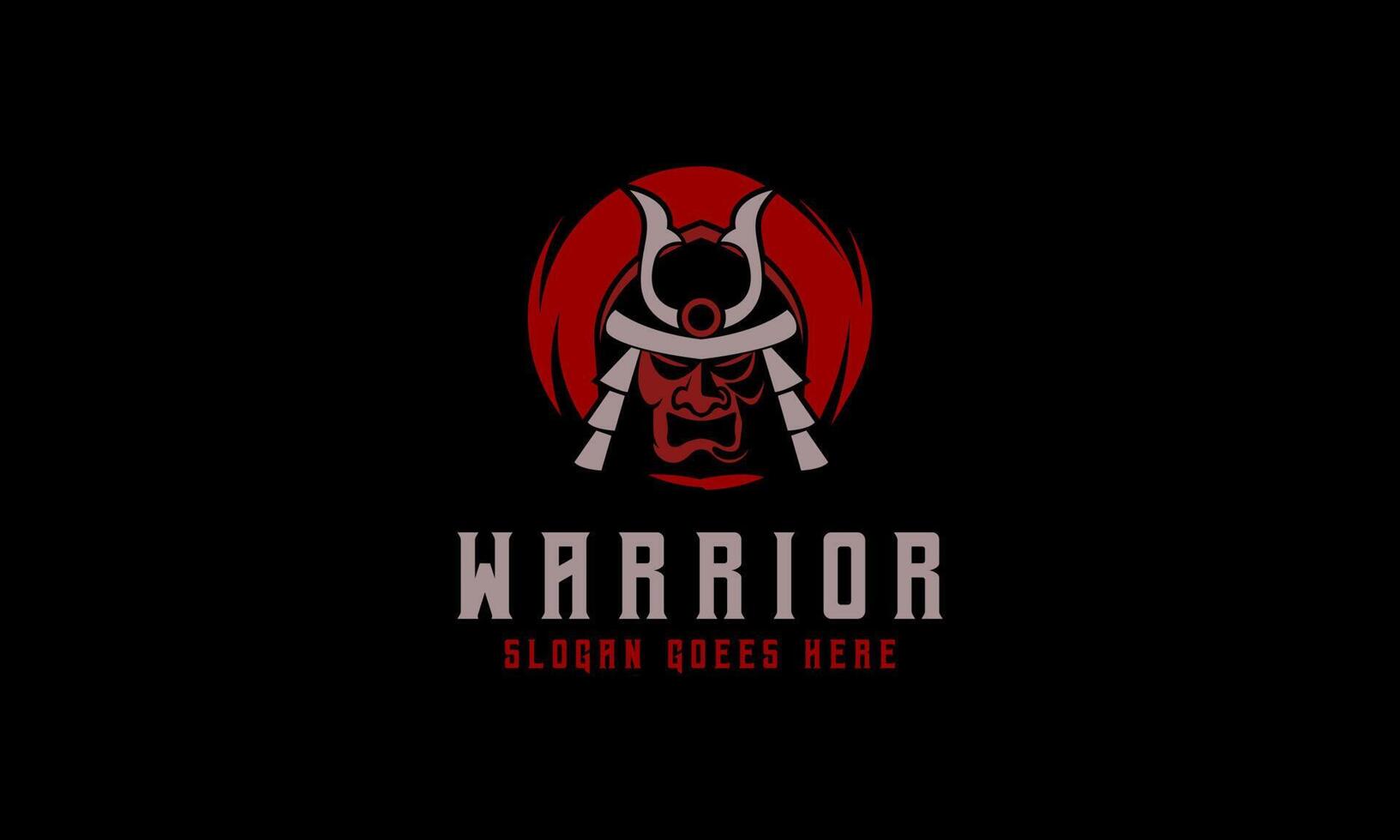 Warrior Samurai helmet logo. Vector illustration of a samurai with demon face. Modern Style icon design template.