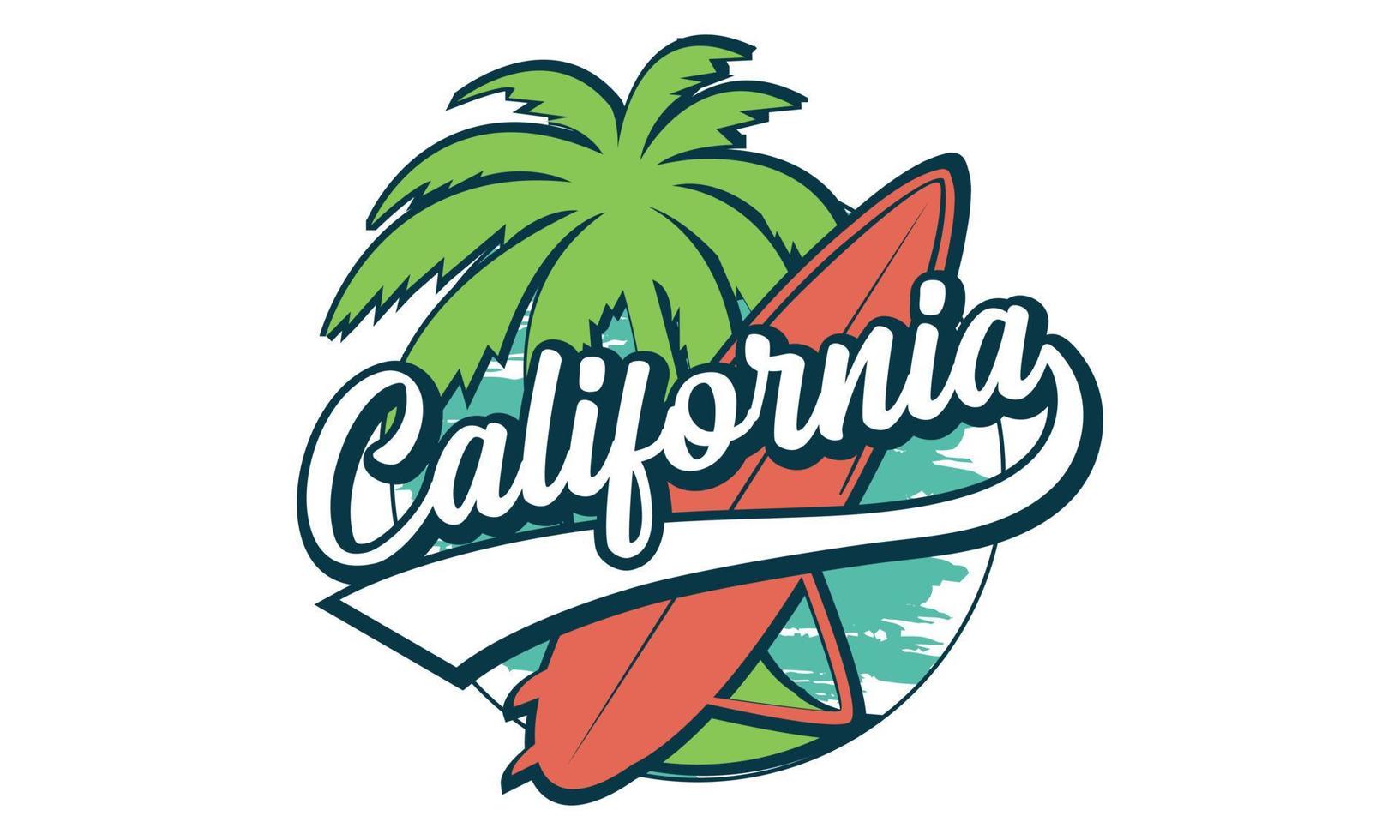 vector de tipografía de surf y diseño de camiseta de ilustración. camiseta de tipografía de surf de california para niños creativos e ilustración de vector de tema de tipografía.