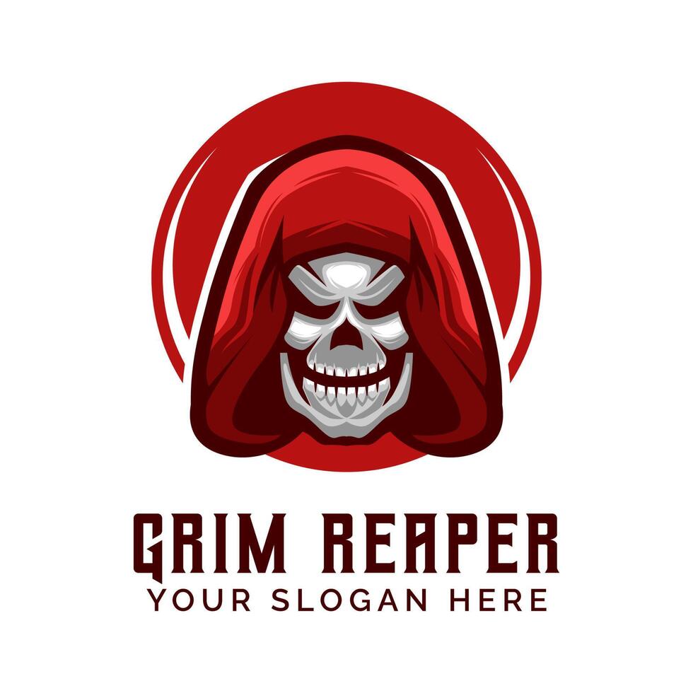 Grim Reaper in Red Color Logo design template vector illustration