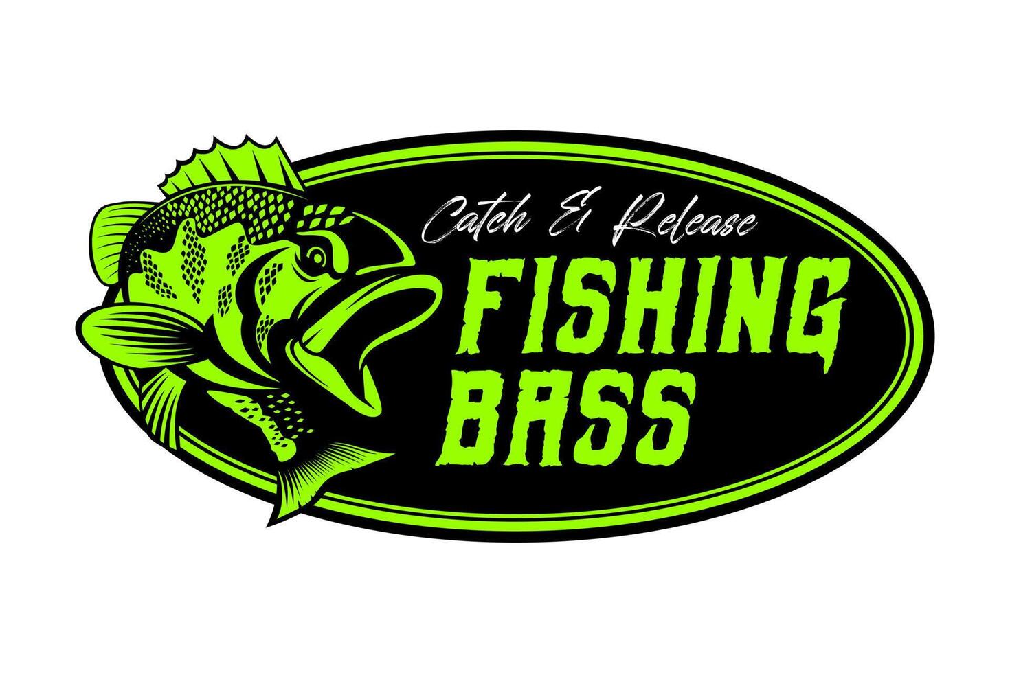 Grouper Bass fish fishing logo isolated background. modern vintage rustic logo design. great to use as your any fishing company logo and brand vector