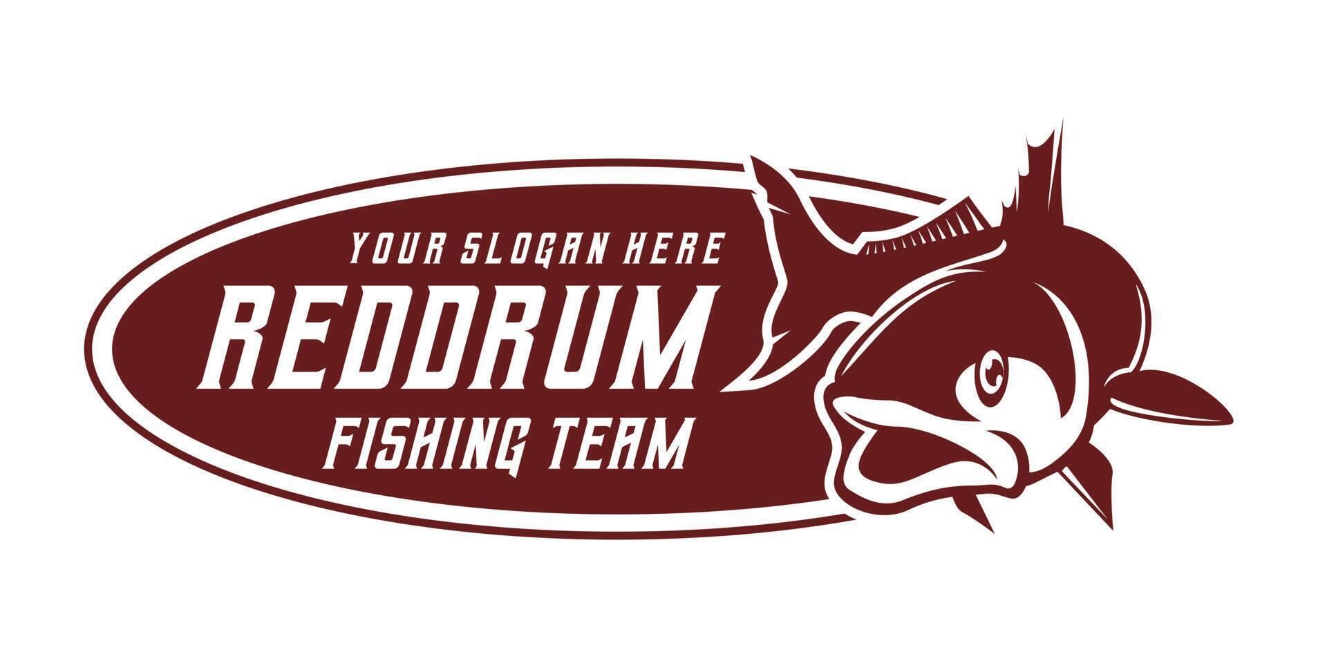 reddrum fish fishing logo, jumping fish design template vector illustration. great to use as your any fishing company logo