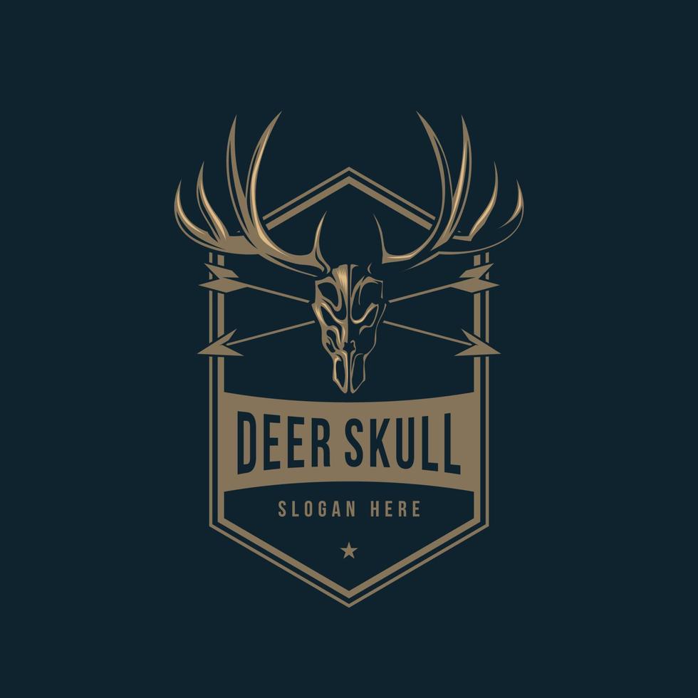 Deer Skull Arrow Logo Vintage Outdoor adventure logo design template vector illustration