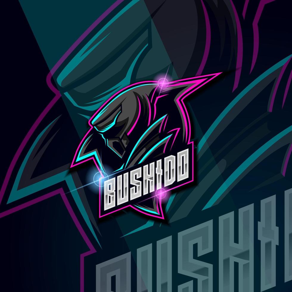 Ninja Bushido Esport logo design template vector