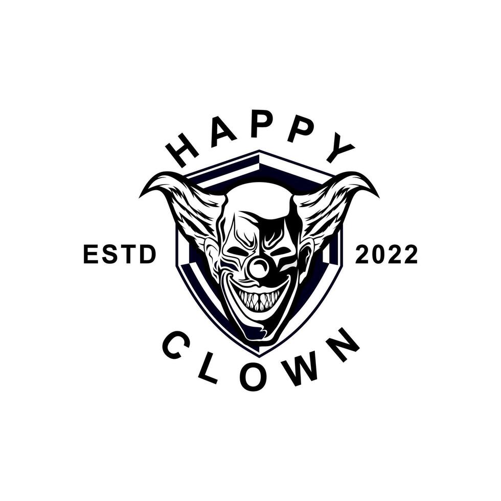 Clown head black and white vintage template for labels, emblems, badges or logo design template vector