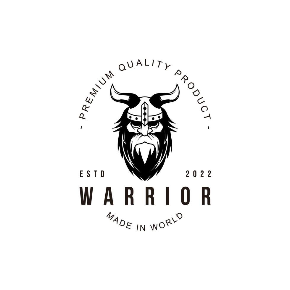 Warrior Viking Old  Man logo icon symbol black and white vintage template for labels, emblems, badges or design template vector