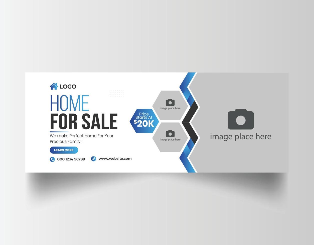 Real estate social media facebook cover banner template vector