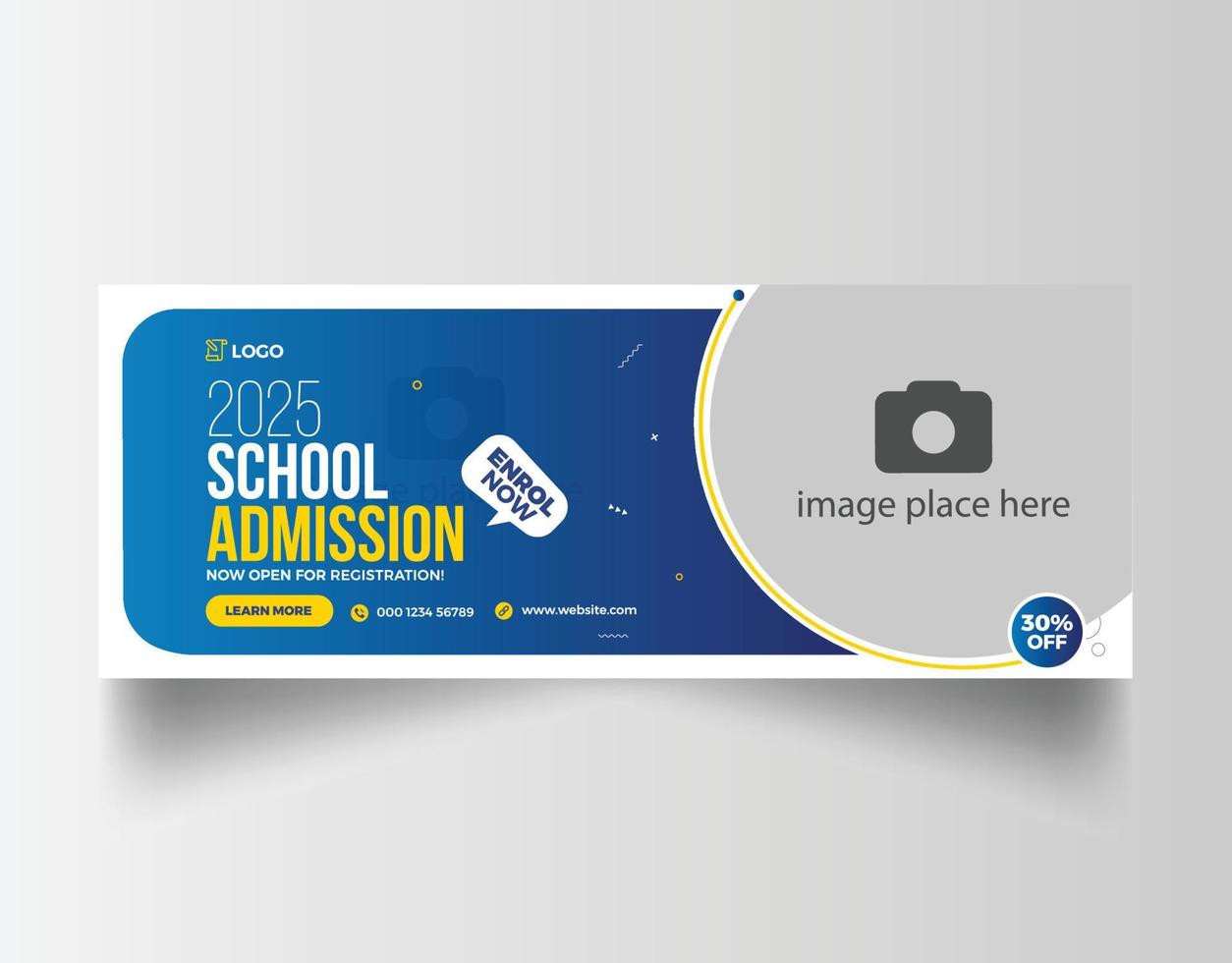 school admission social media facebook cover template vector