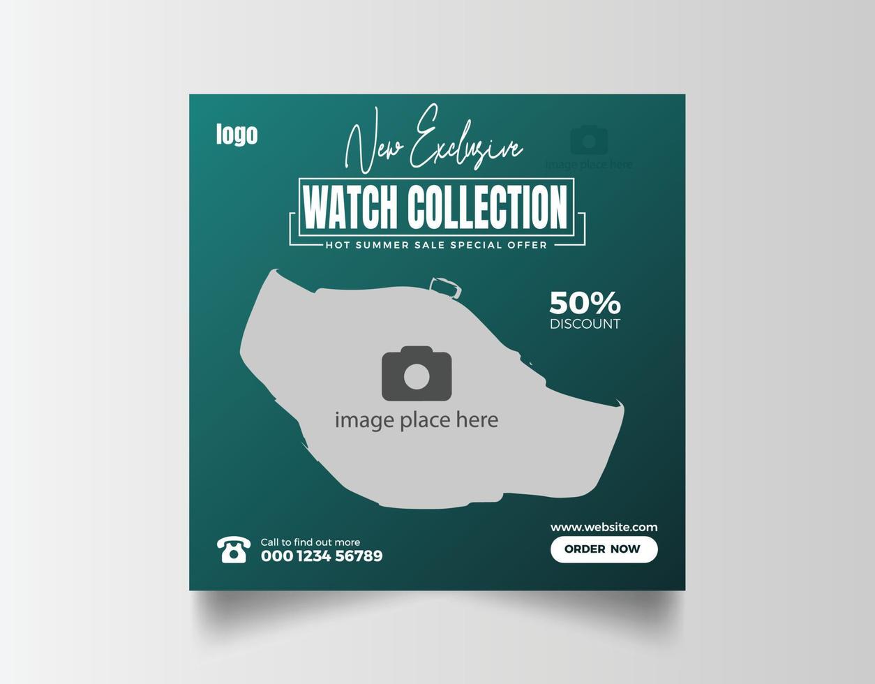 Watch sale social media post template vector