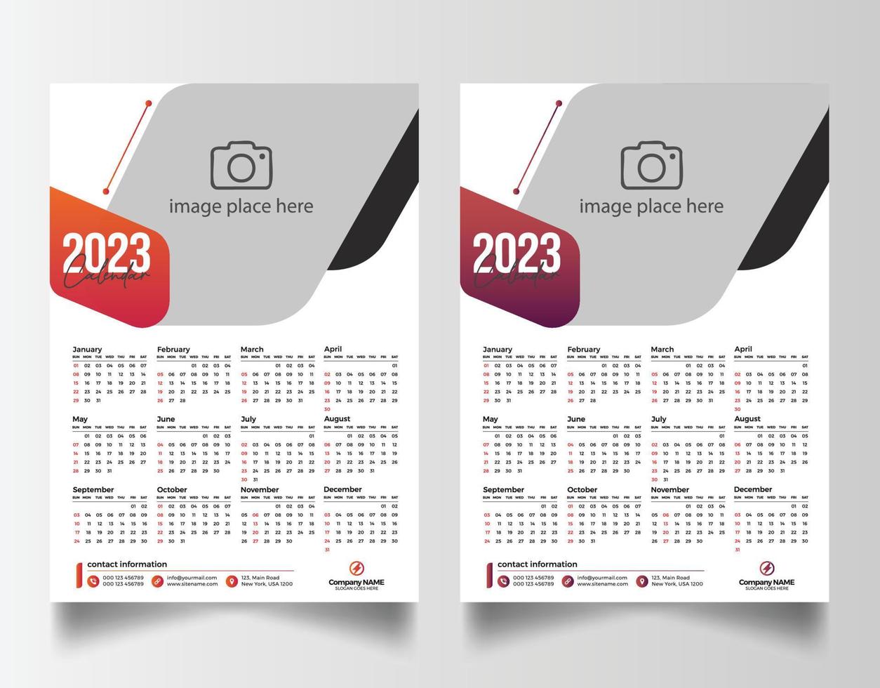 2023 wall calendar design template vector