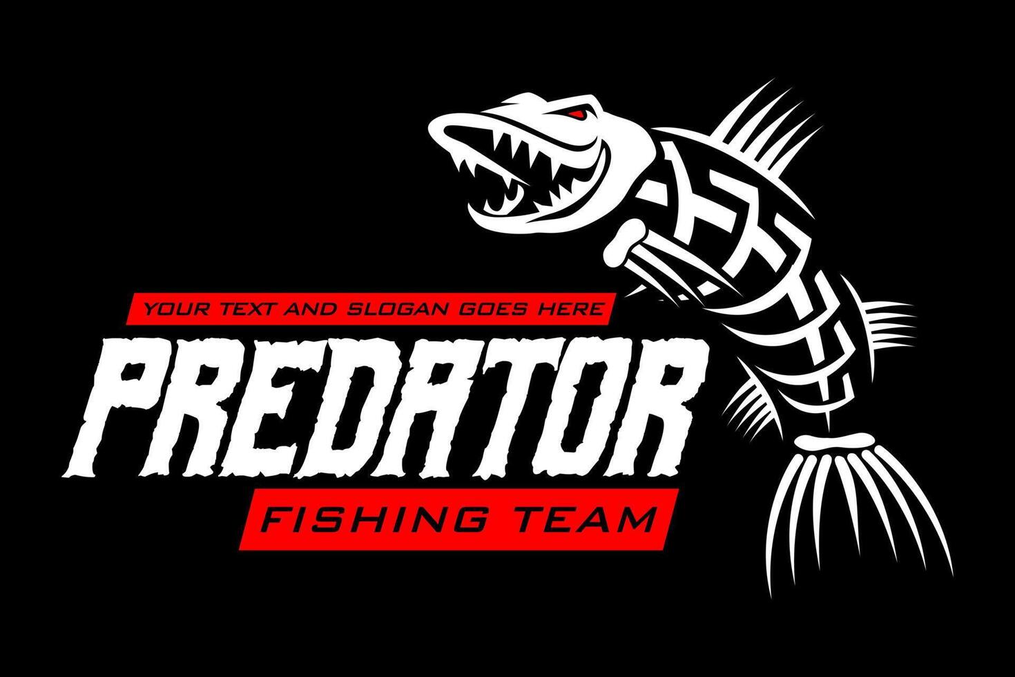 jumping skeleton fish skull in modern vintage logo design style