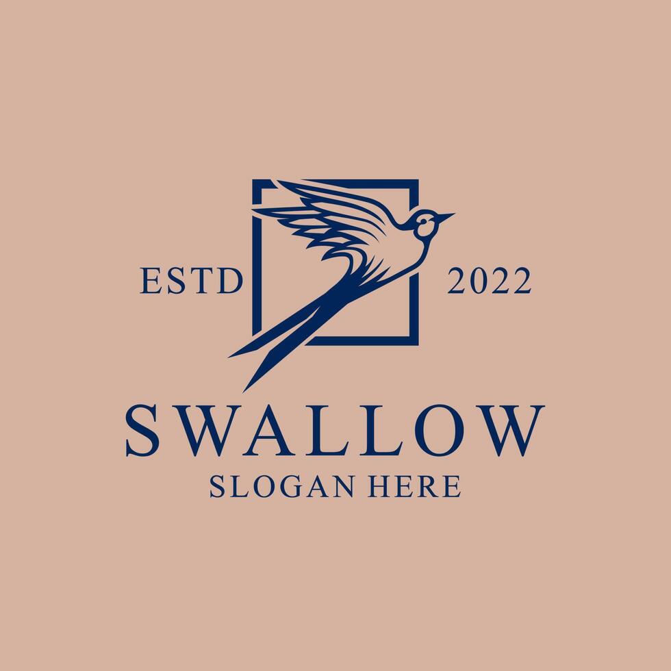 Flying swallow bird logo Vintage business design template vector illustration