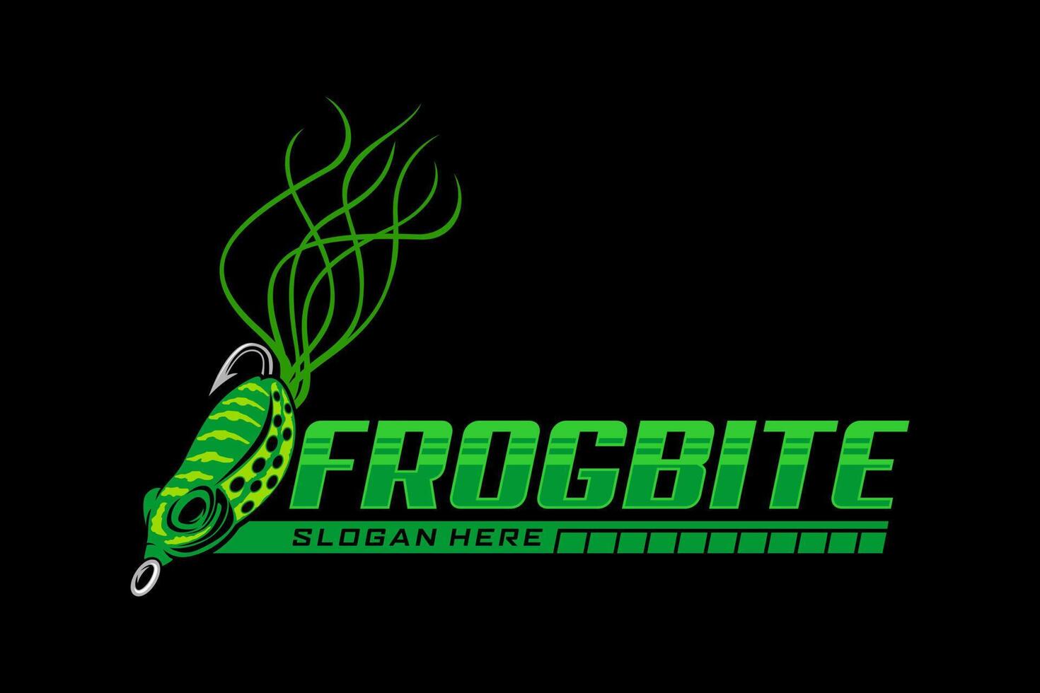 Frog fishing lures logo fish hooks , design template vector illustration. great to use as your fishing company logo