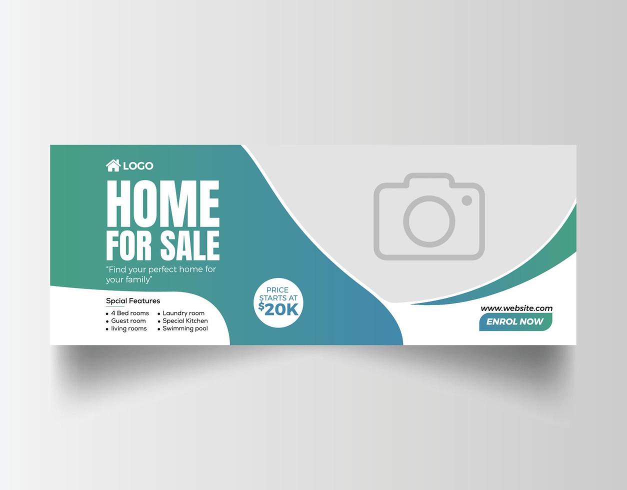 Real estate social media facebook cover banner template vector