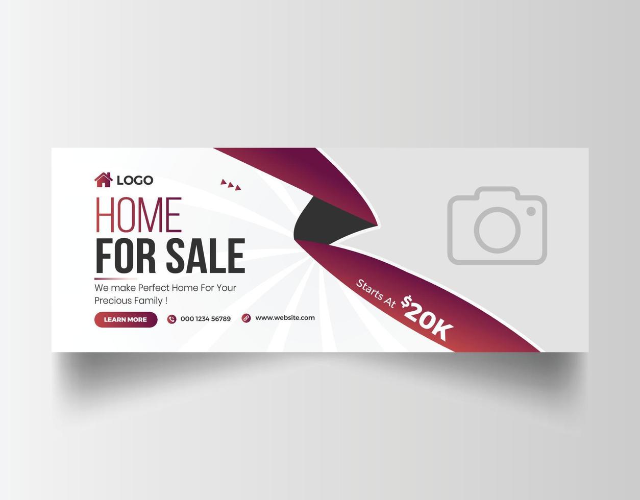 Real estate social media facebook cover banner template vector