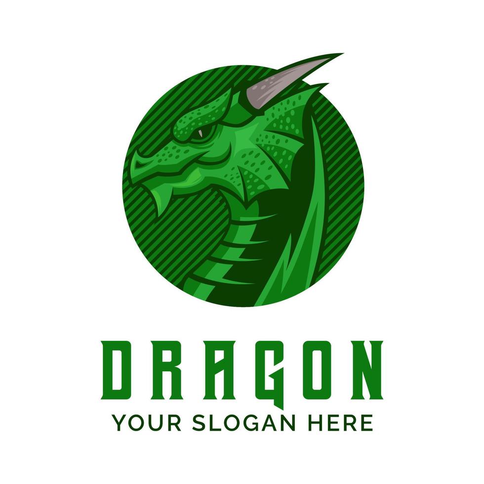 plantilla de mascota vectorial de diseño de logotipo de cabeza de dragón vector