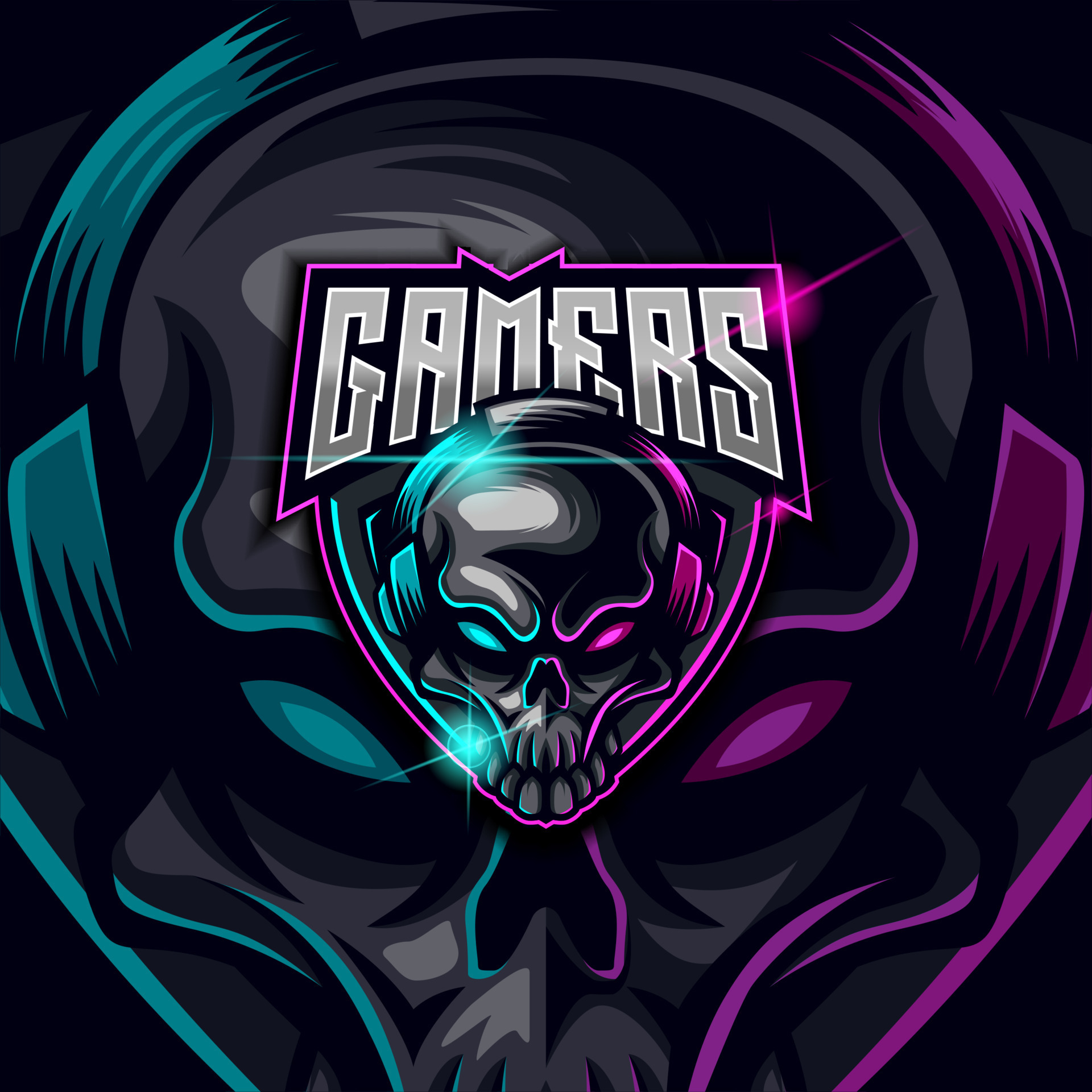 Skull Gaming Esport logo design template 14561630 Vector Art at Vecteezy
