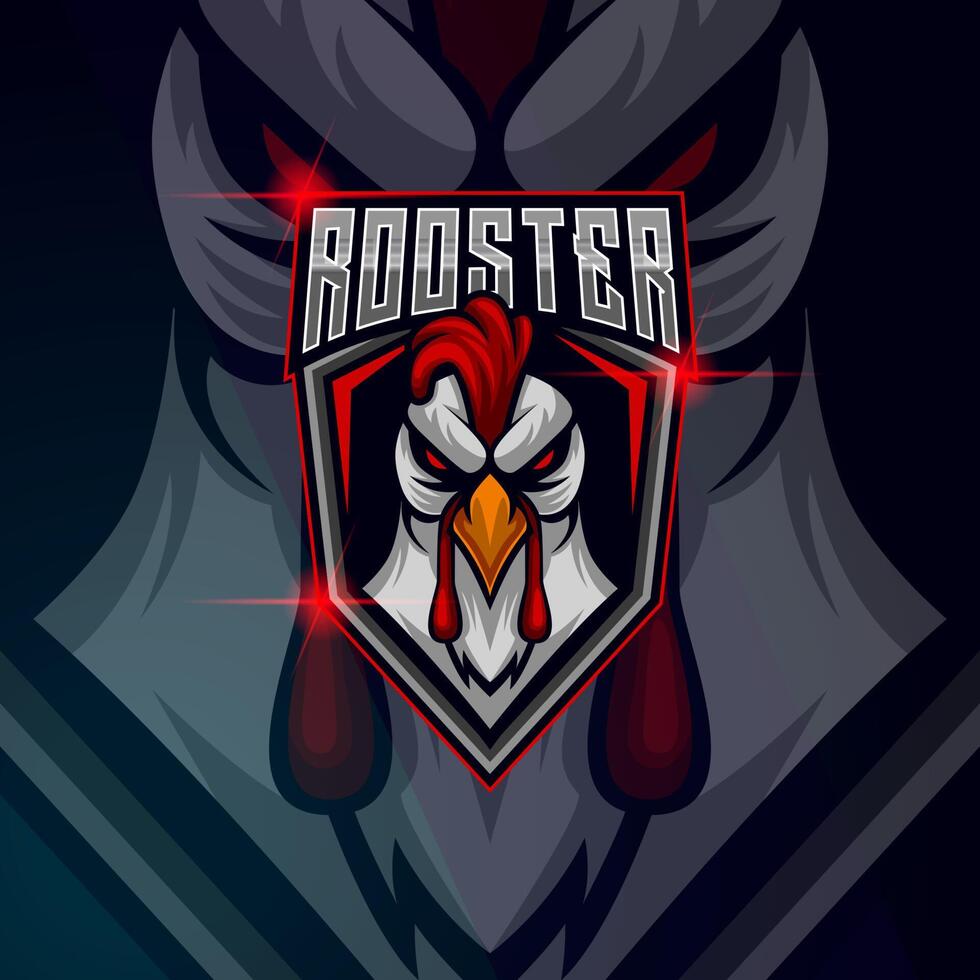 Rooster Esport logo design template vector