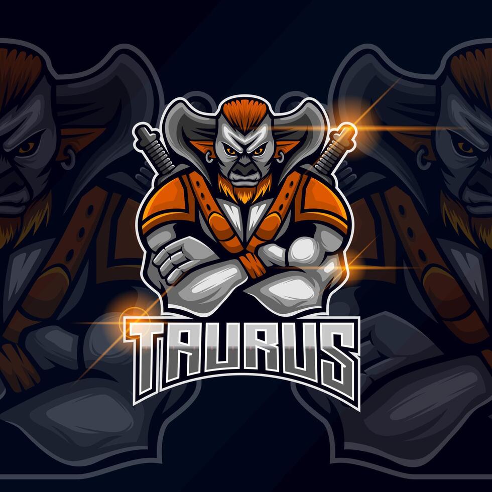 Taurus esport logo template vector